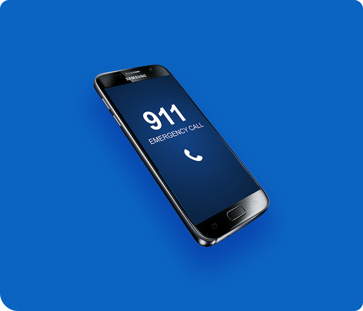 Blue Cell Phone Making an Emergency Call