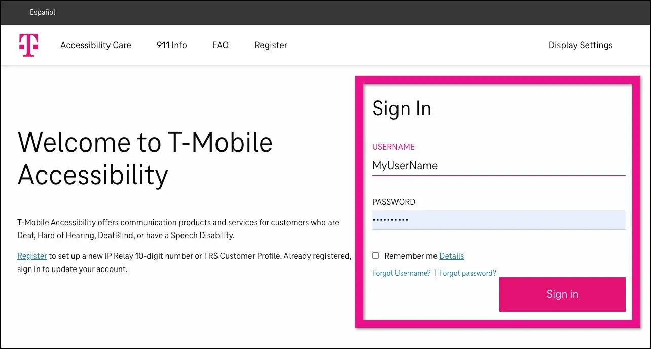 Screenshot of the Customer Profile Login Page